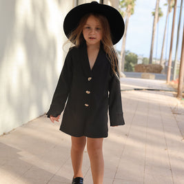 אוברול שחור כפתורים זהב- ילדות