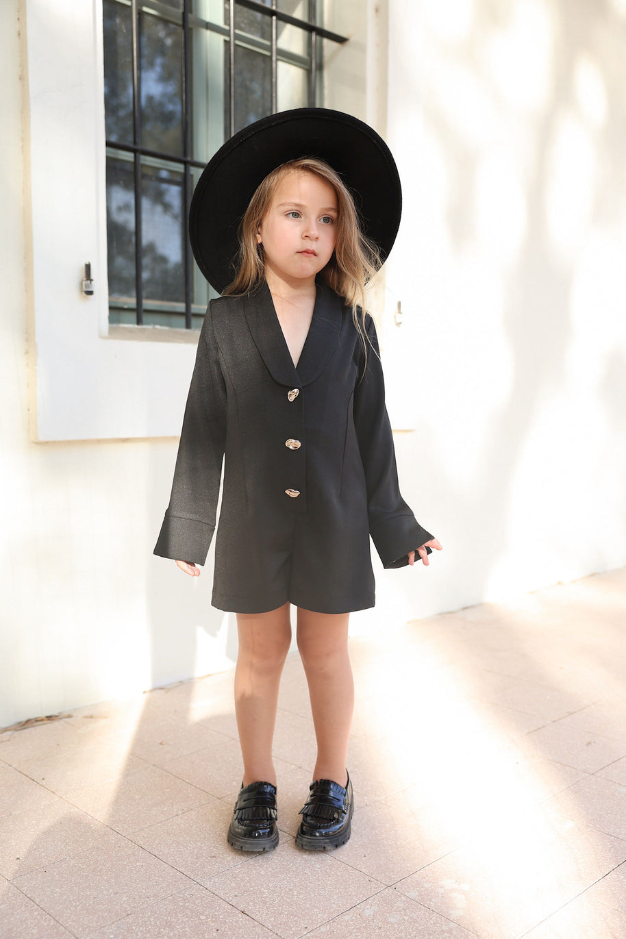 אוברול שחור כפתורים זהב- ילדות