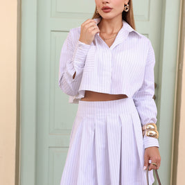 חליפת חצאית פסים לבנים-נשים