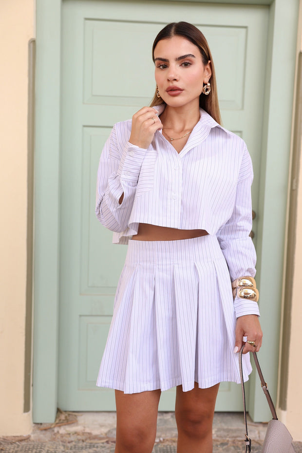חליפת חצאית פסים לבנים-נשים