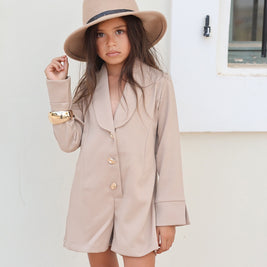 אוברול בז' כפתורים זהב- ילדות