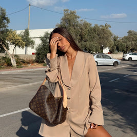 אוברול בז' כפתורים זהב-נשים