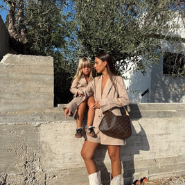 אוברול בז' כפתורים זהב-נשים